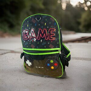Locker Club Kids' 17" Backpack Green & Black Book bag game Travel bag